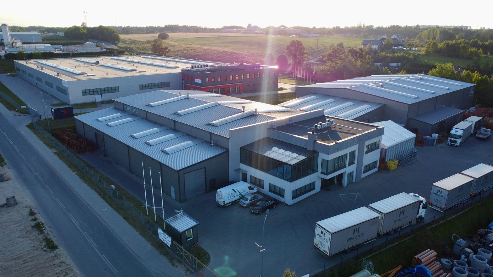 Zakład produkcyjny WWGLASS w Gościcinie — widok z lotu ptaka